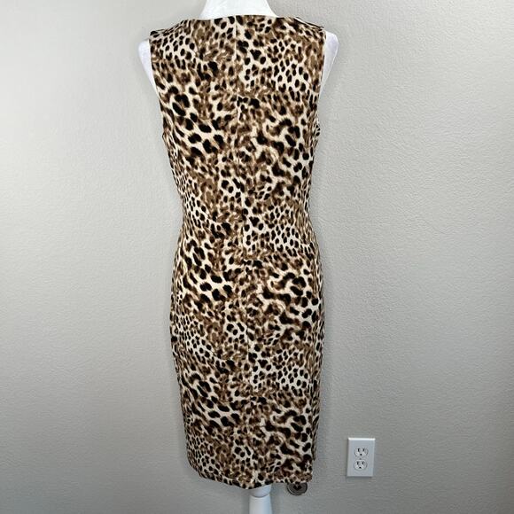 Catherine Malandrino Leopard Animal Print Midi Sheath Dress NWT Medium - Picture 3 of 11